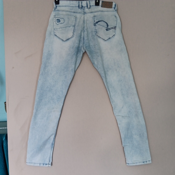 Spykar Jeans Mens 34x32 Blue Light Wash Low Rise Ultra Slim Thigh Narrow Stretch - Picture 2 of 8